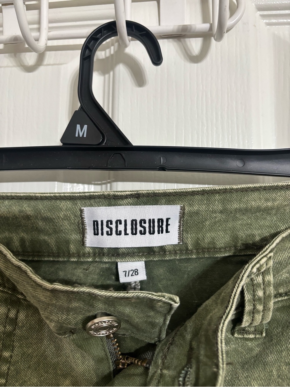 Disclosure Green mineral wash wide leg denim cargo pants EUC like new size 7/28 - Picture 2 of 13